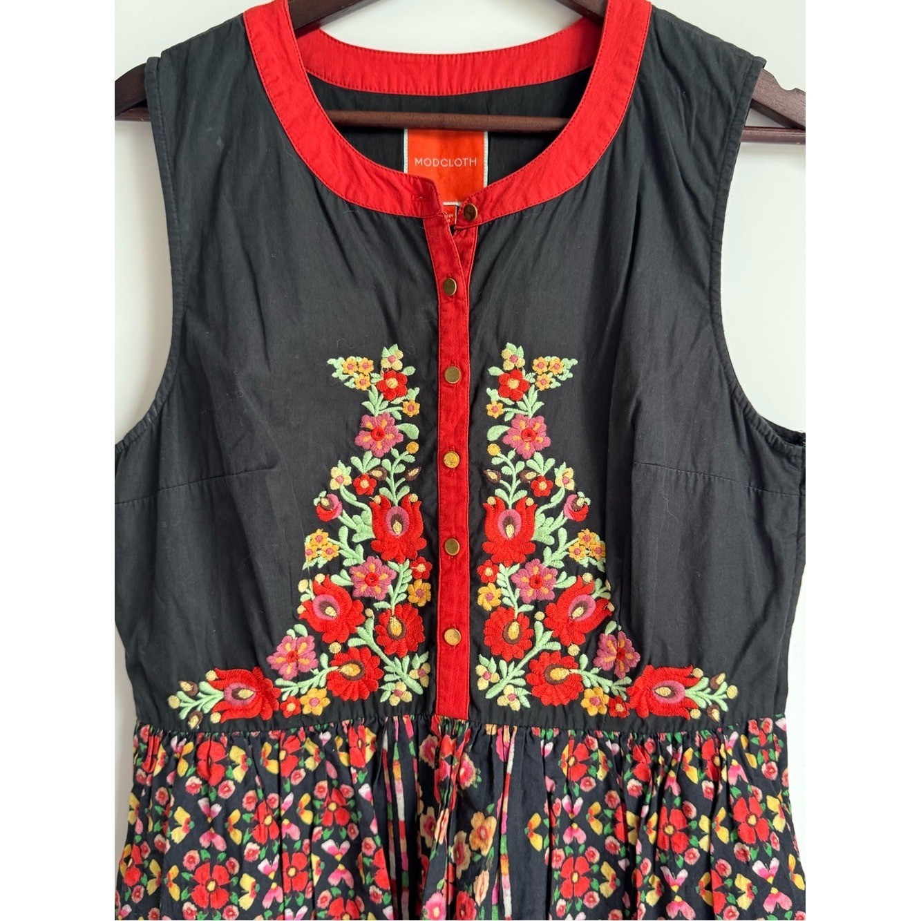 ModCloth Conversation Masterpiece A-Line Midi Dress retro floral Women Large