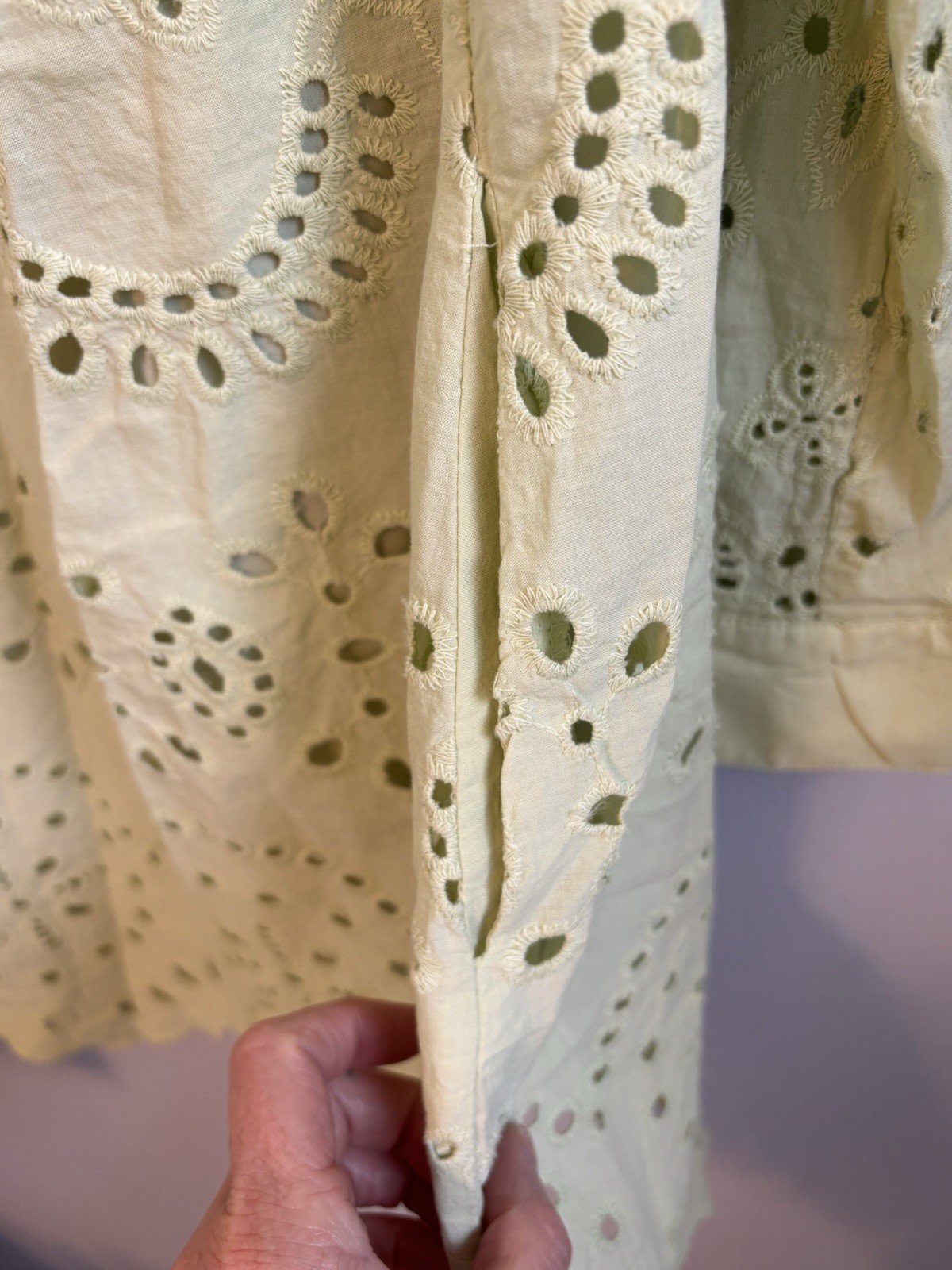 CHARTOU Women’s Eyelet Lace Button-Down Shirt Dress. Sz S. NWT