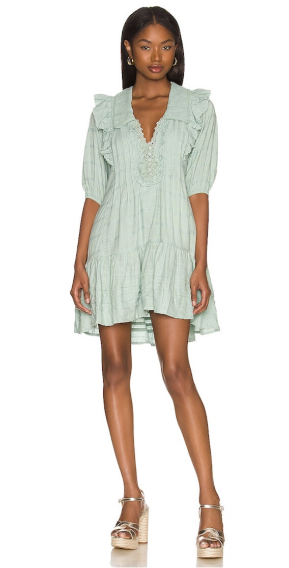 FREE PEOPLE Women’s ELORA Ruffled Lace Trim MINI DRESS NWT Size: M Mermaids Tail