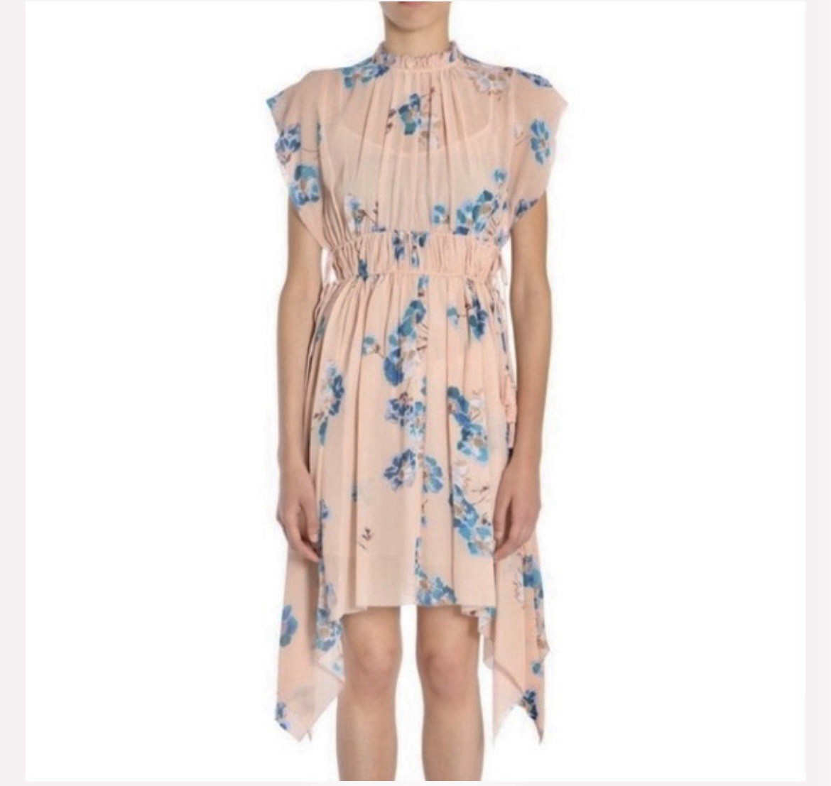 Ulla Johnson Size 4 Luisa Pink Floral Silk Chiffon Tasseled Handkerchief Dress