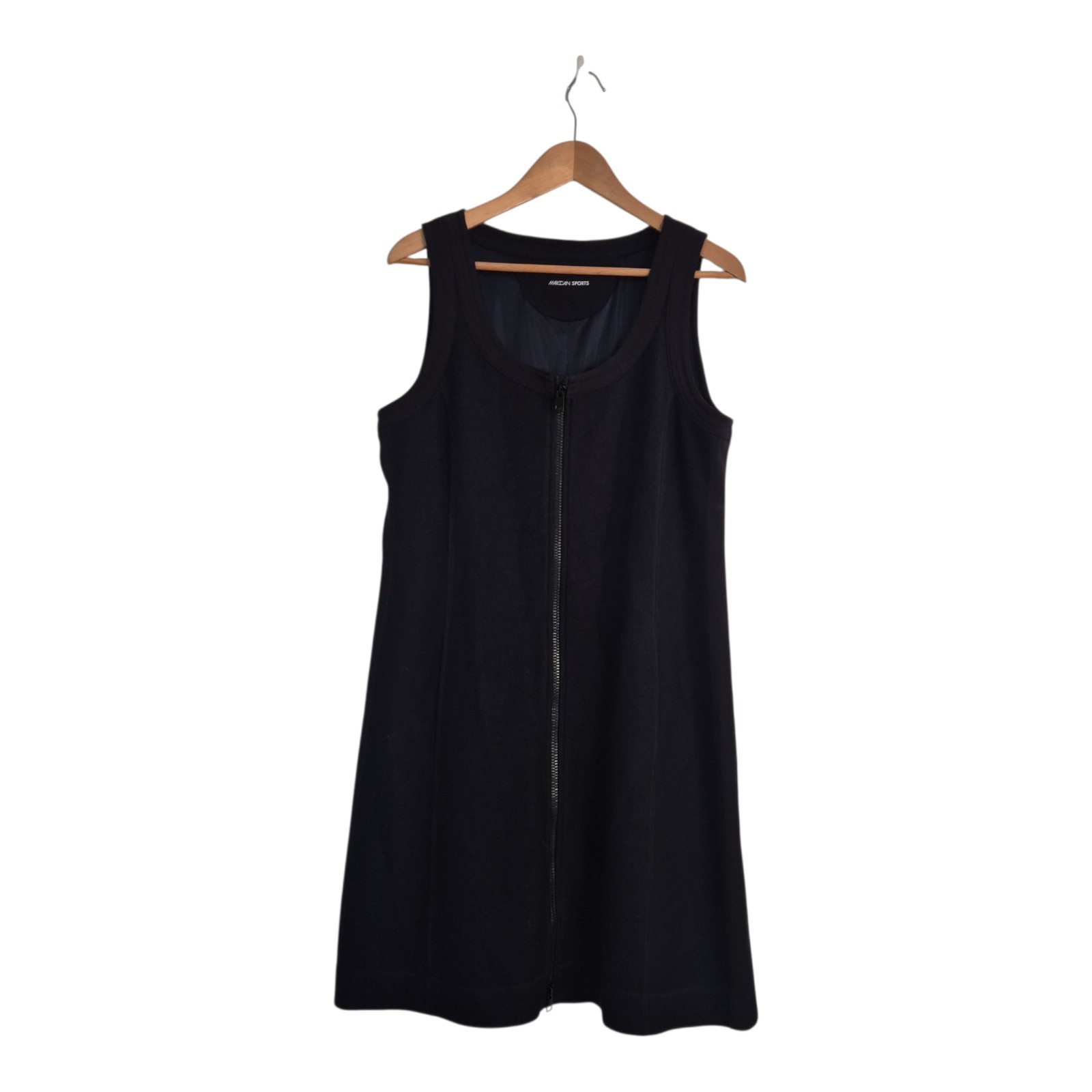 Marccain Sports Wool Dress Size N5 (Uk 14/16) Navy Zip Front