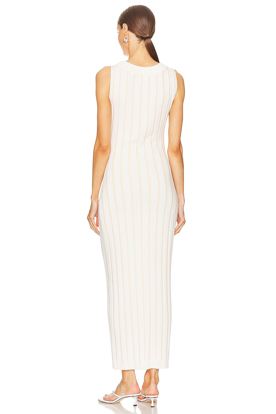 SANCIA Ecru Beige Ivory White Wide Ribbed Knit Margot Midi Maxi Dress XL = 14/16