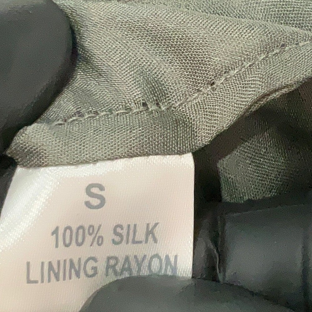 Pookie & Sebastian Silk Illusion Breaded Midi Cocktail Dress Size S Olive Green
