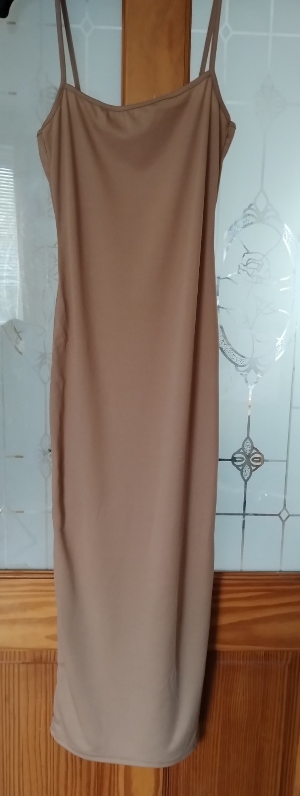 MissGuided Sheer Bodycon Dress Strapy Sleevless Maxi Flesh Colour Size UK 10