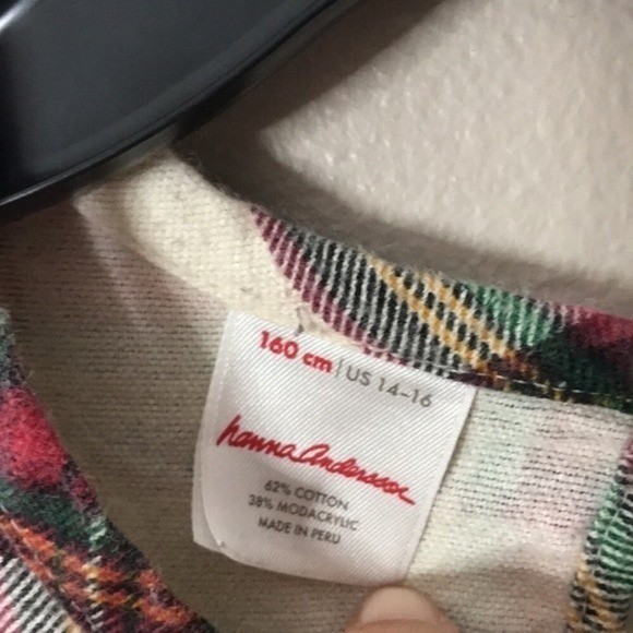 Hanna Andersson Women Plaid Flannel Ruffle Hem Dress Red Green 14-16