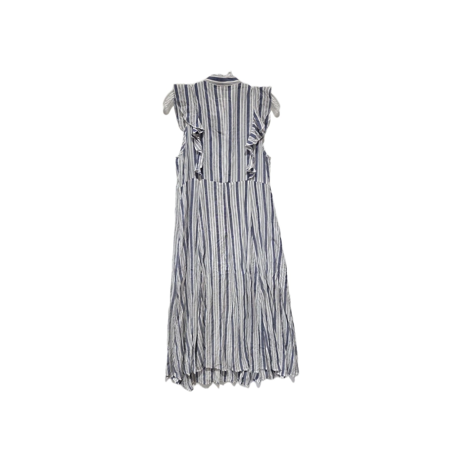 Button Down Dress Blue Stripe Size Large Nwt Short Sleeve By Suzanne Betro
