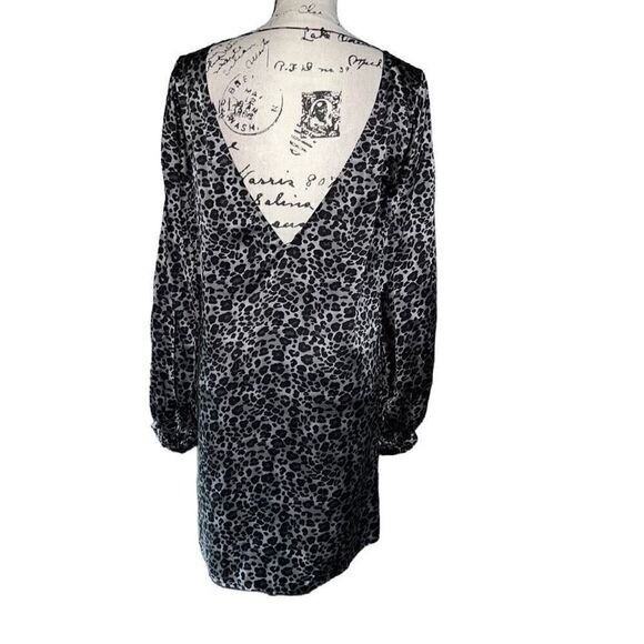Equipment Zipporah Silk Leopard Print Mini Dress Silver Steel Multi Size M NEW