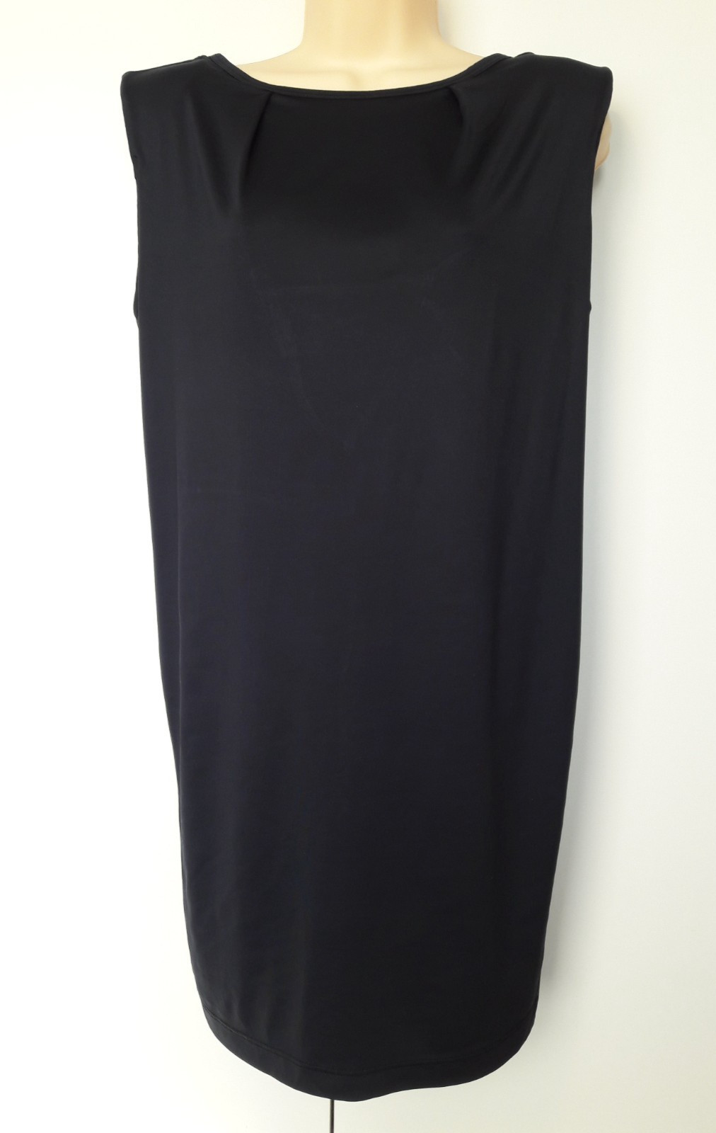 Miss Selfridge Navy Stretch Shift Dress Open Back Shoulder Pads UK 8 Sleeveless