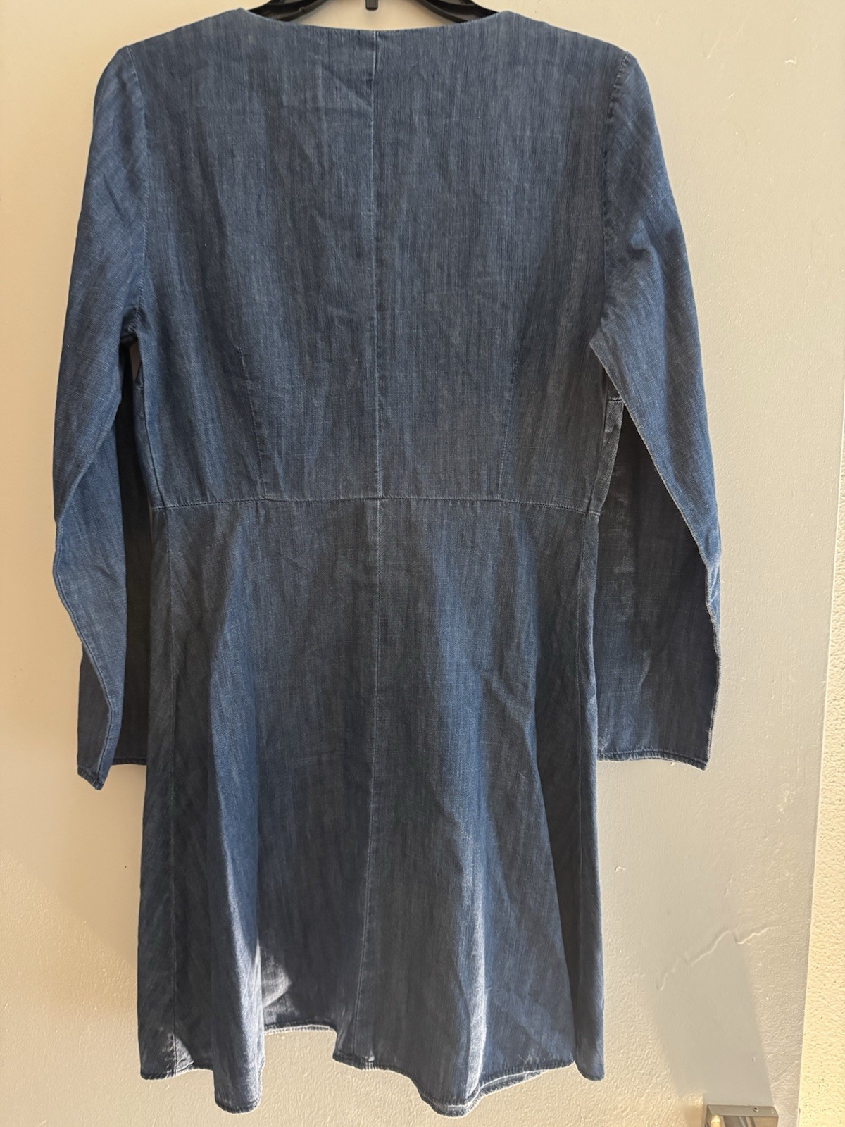 Madewell Denim Lilyblossom Button Front Dress V Neck Covered Buttons Sz 6