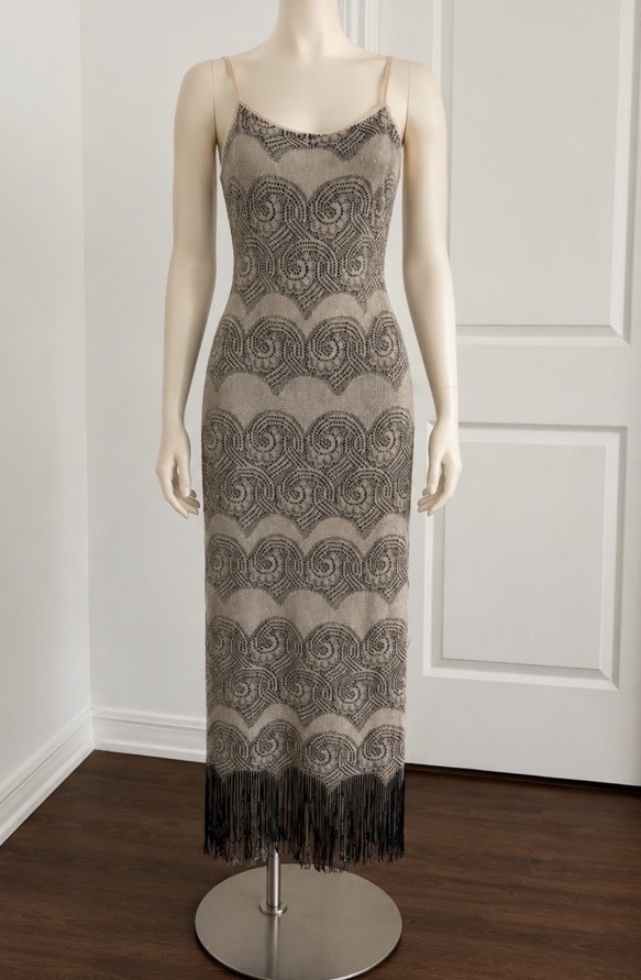 California Concepts Metallic Crochet Fringe Dress Women’s Small Y2K AMAZING Mint