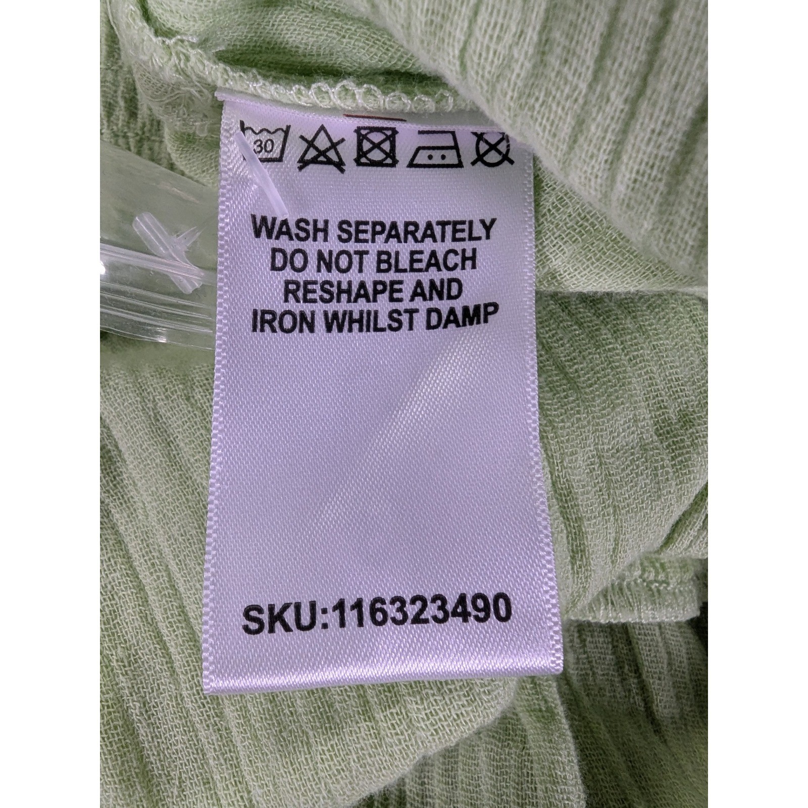 Pretty Lavish Lime Green Smocked Waist Cotton Mini Dress Long Sleeve Size US 12