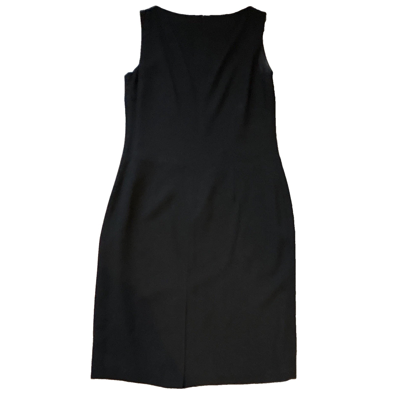 Liz Claiborne Collection Black Beaded Sheath Dress Lined Zip Round Neck Knee 8