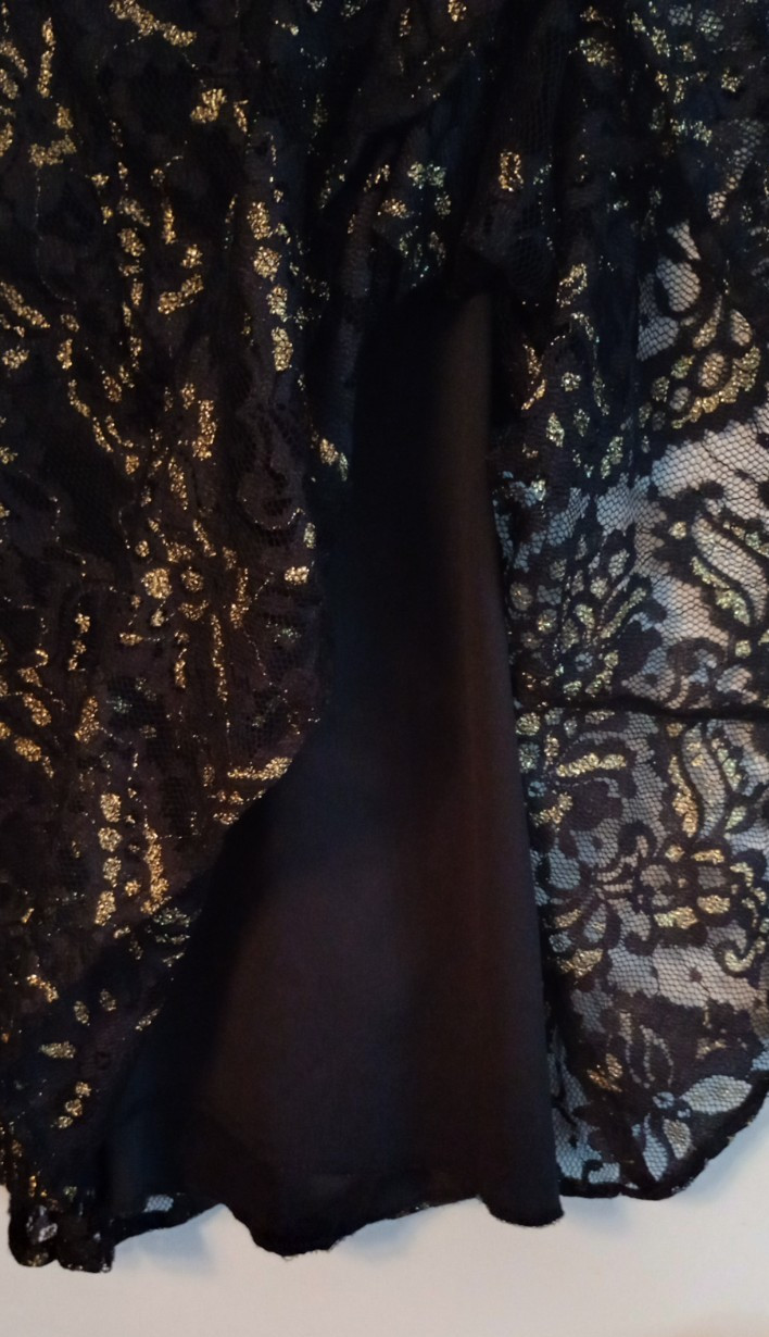 Vintage BeBop Junior’s Black & Gold Lace Fit & Flare Sleeveless Dress Size L