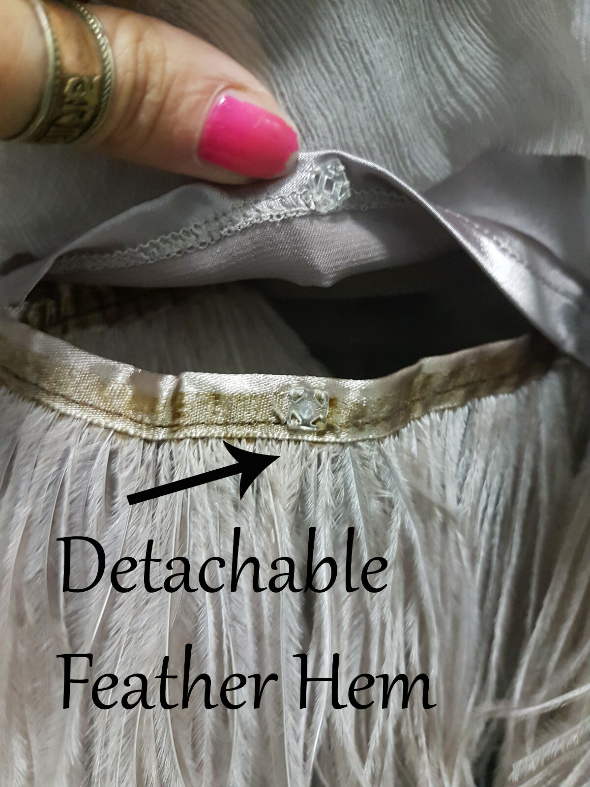 NWT Smoky Grey Strapless Detachable Ostrich Feather Cocktail Dress Size 8 Dolina