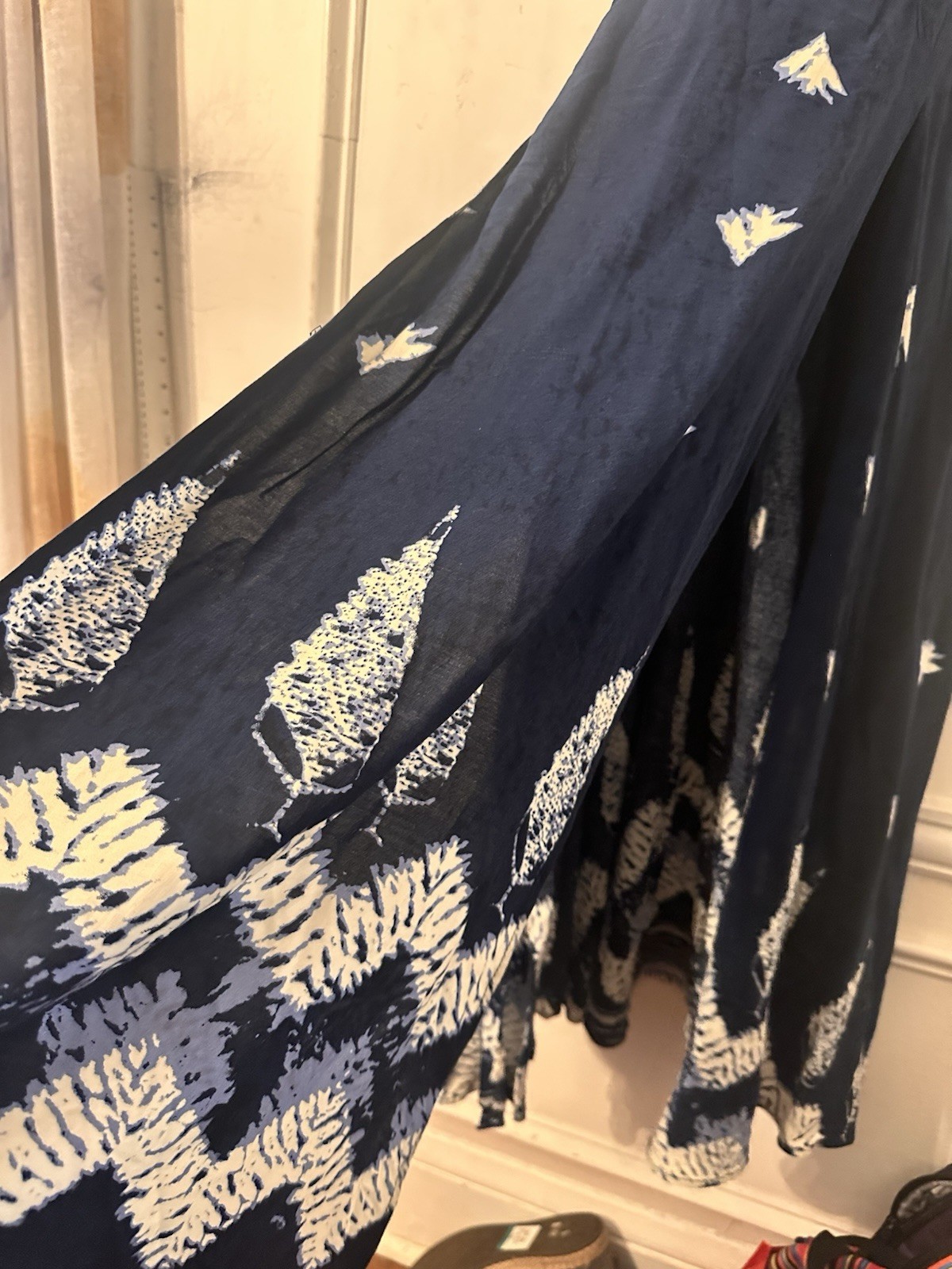 Pookie & Sebastian Double Slit Maxi Dress XS/S Navy Tie Dye Boho Beach Resort