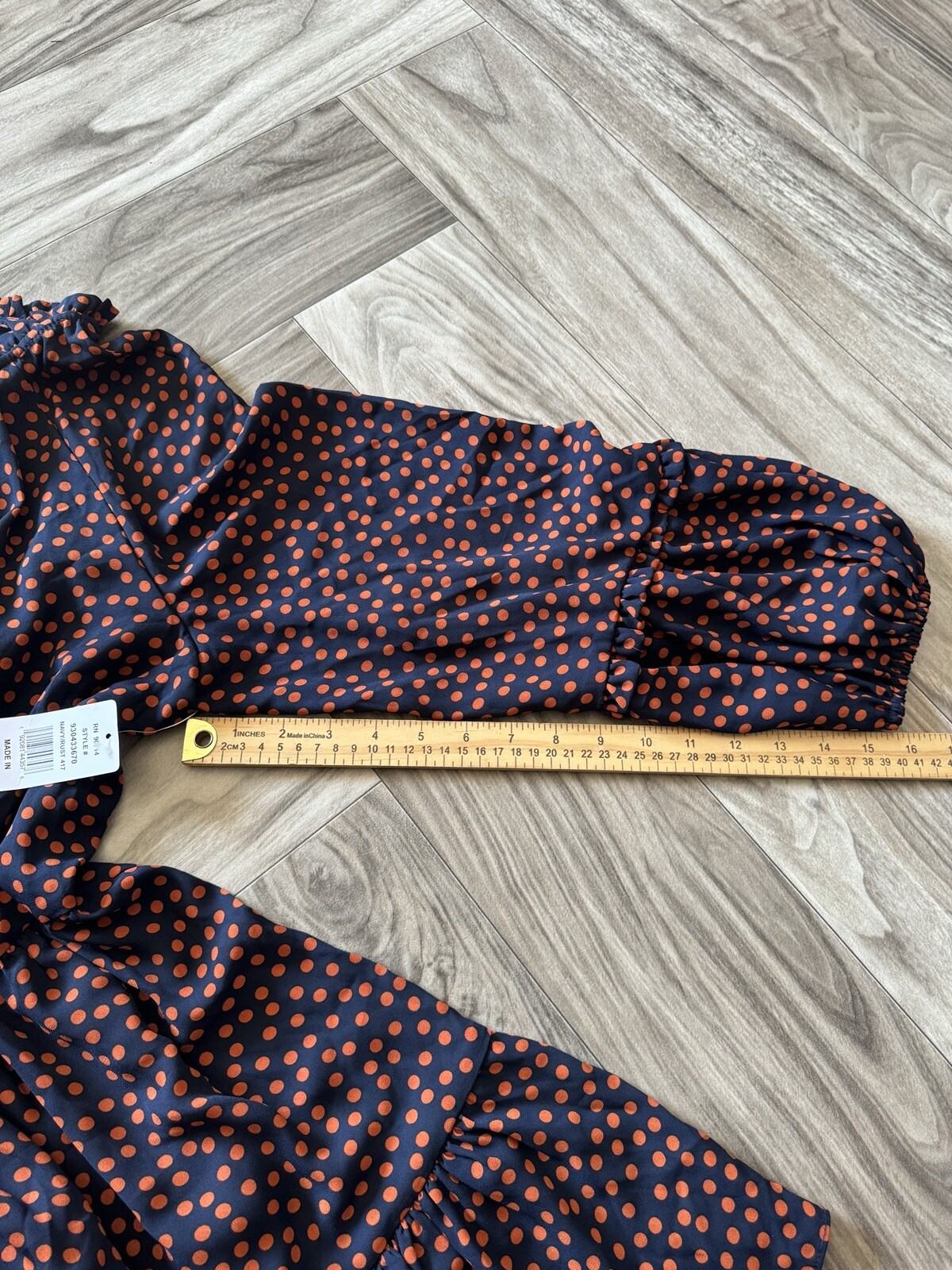 Sam & Jess Women’s Size L Navy and Rust Ball Print Chiffon Babydoll Dress
