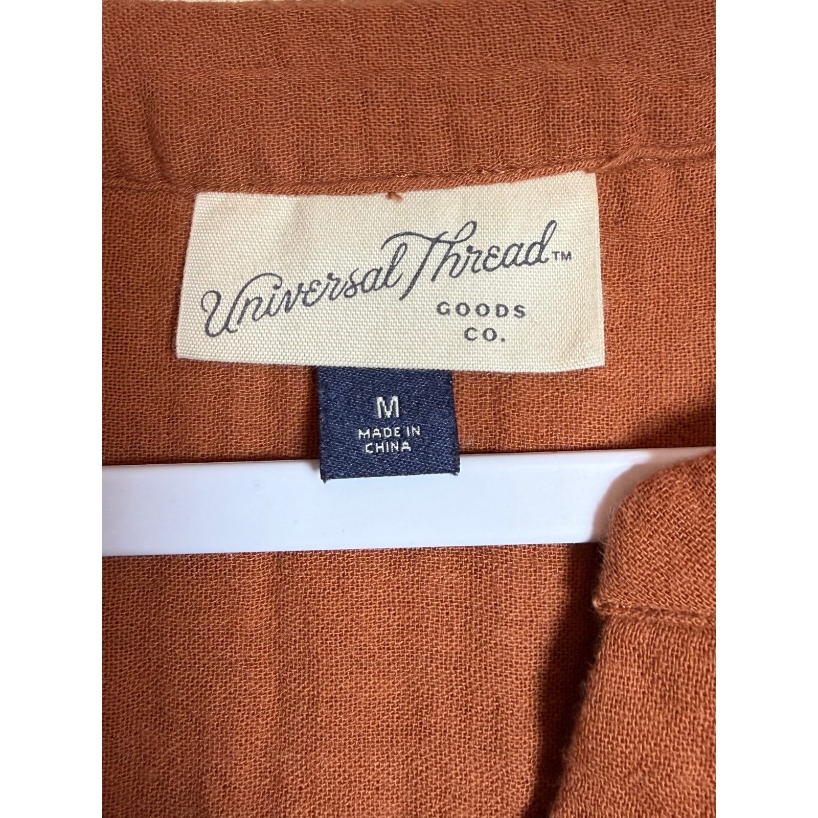 Universal Thread Rust Orange Gauze Cotton Shift Dress Womens Medium Boho Pockets