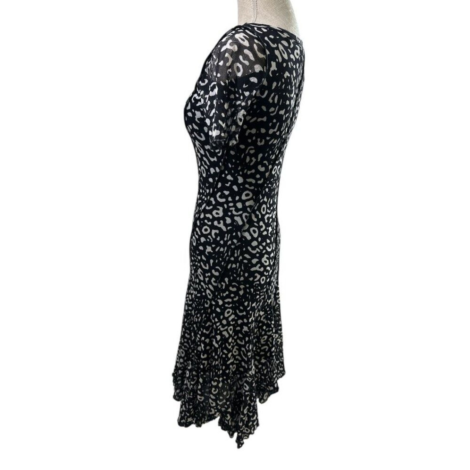 Fuzzi Animal Print Swing Dress Short Sleeve Mesh Stretch Knit Italy Women’s sz S