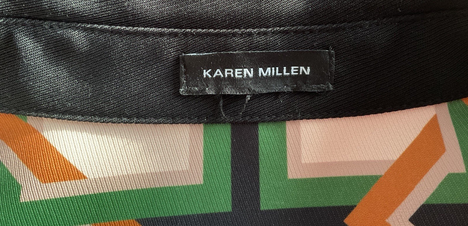 Pristine Karen Millen Twill Tie Border Print Woven Midi Shirt Dress Stunning 12