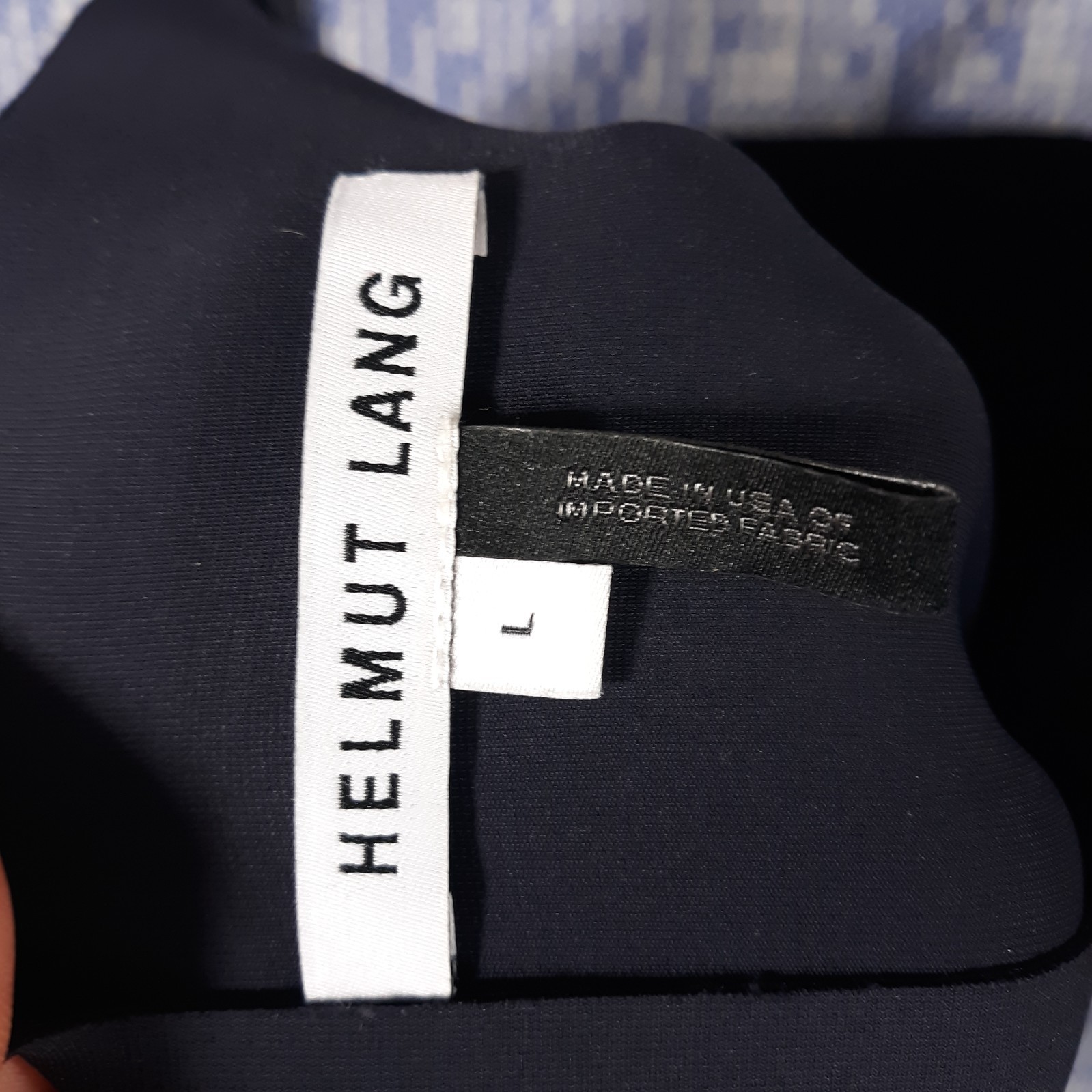 Helmut Lang Spaghetti Strap Square Neck Dress Womens Size Large Navy Made In USA