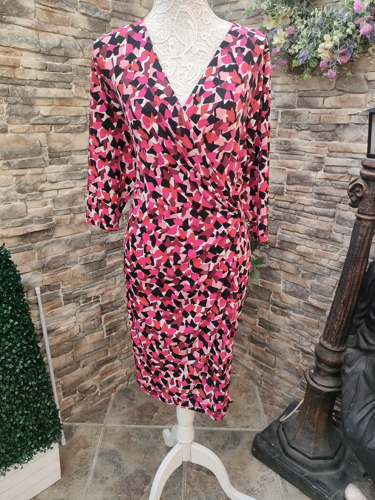 M &S wiggle pencil Dress size 22 mini pink occasion party Plus Size