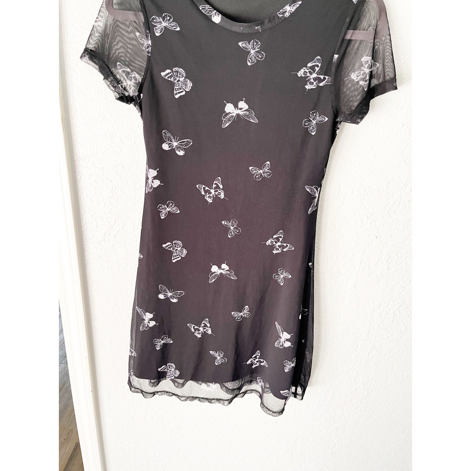 Rue21 Fairycore Mesh Overlay Butterfly Print Dress Size Medium Y2K Grunge