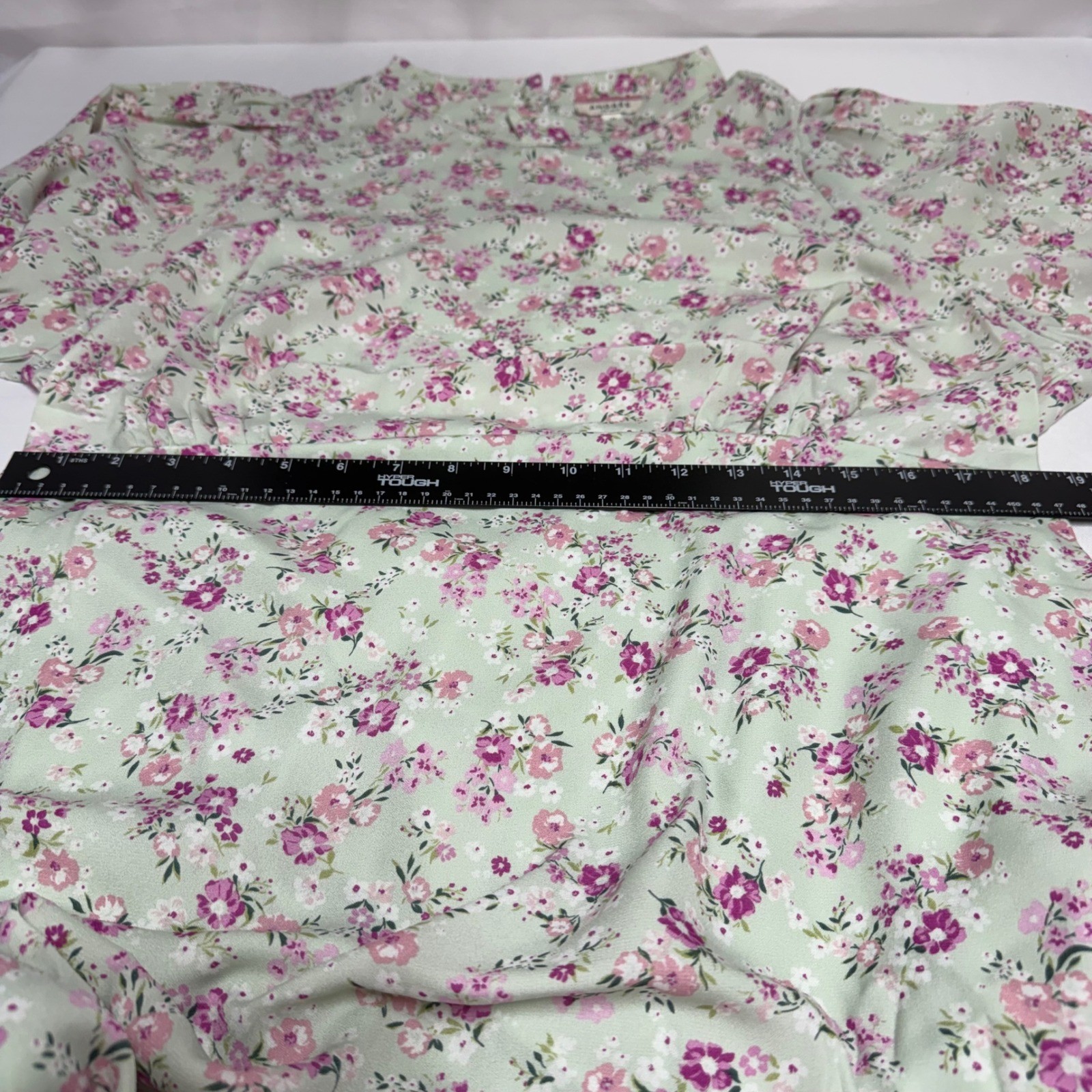 Andree by Unit Sage Green Floral Mock Neck Puff Sleeve Mini Dress Women Large