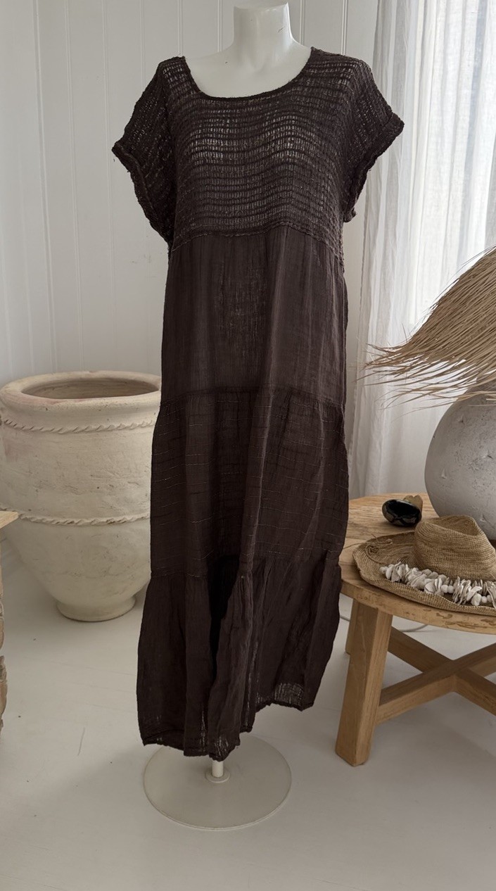 La Bottega Di Brunella New Vestito Botticelli – Maxi Dress In Carrubo, RRP $767