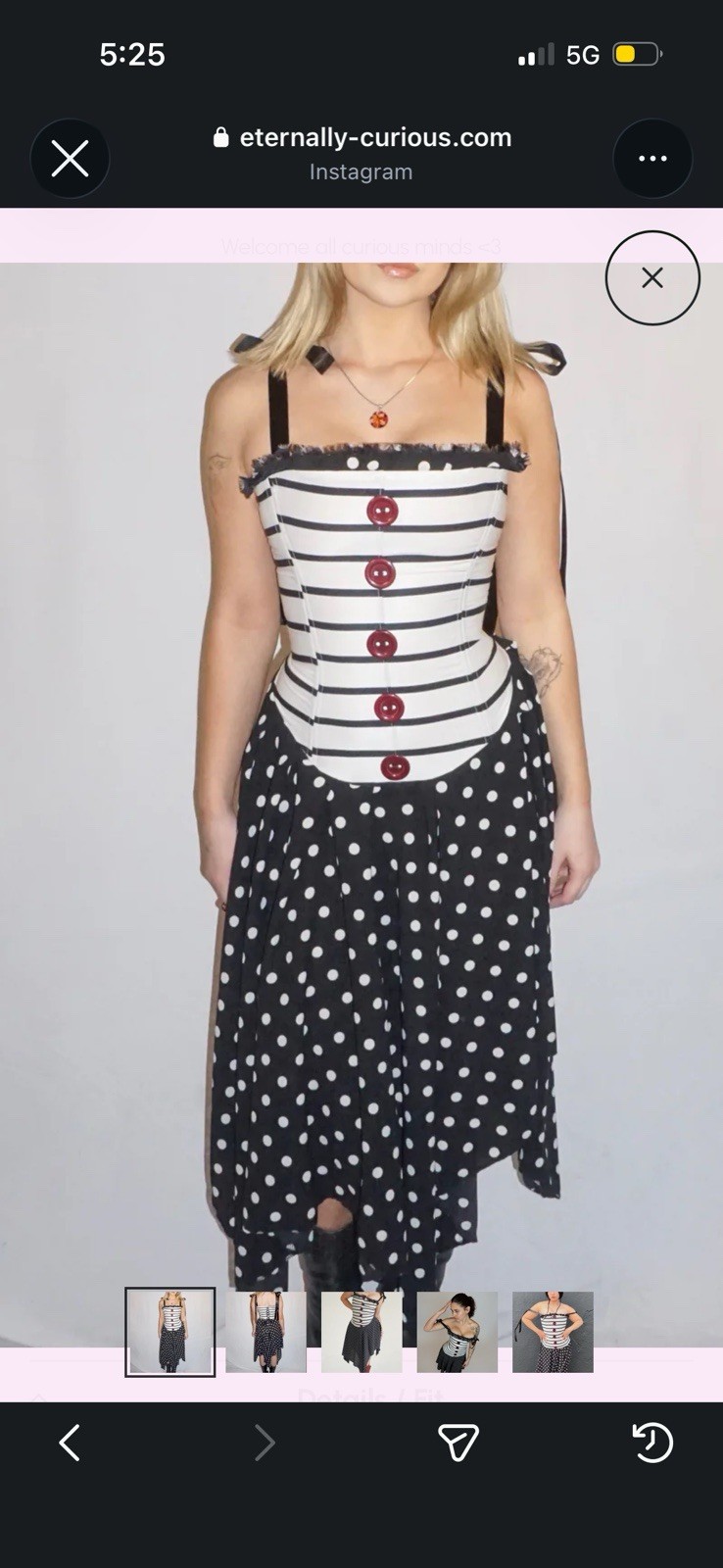 Eternally Curious Charlottes Web Polka Dot Corset Dress Women’s Size Medium M