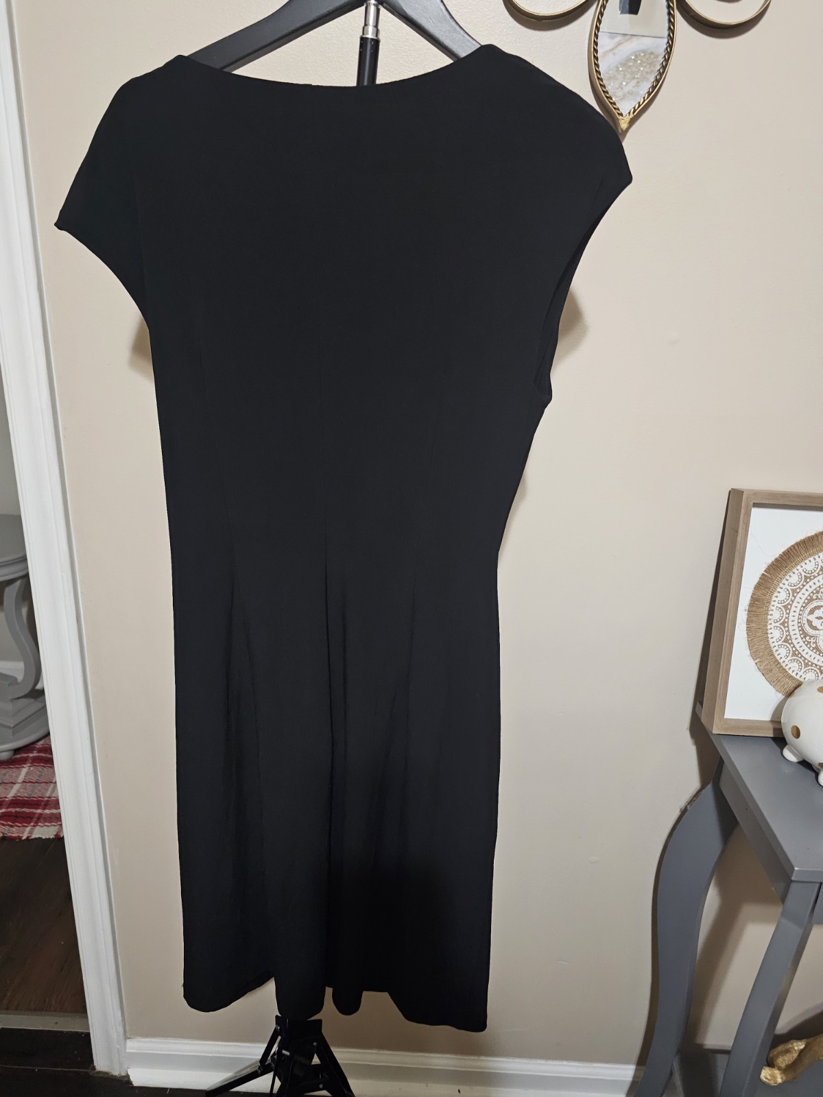 American Living Black Cascade Ruffle Dress Size 14 Timeless Classic All-Season