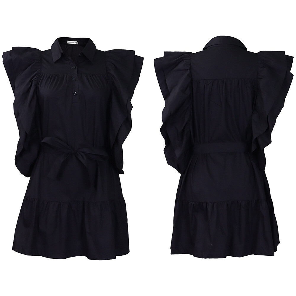 Womens Drawstring Ruffle Cap Sleeve A Line Dress Mini Dress Sundress Short Dress