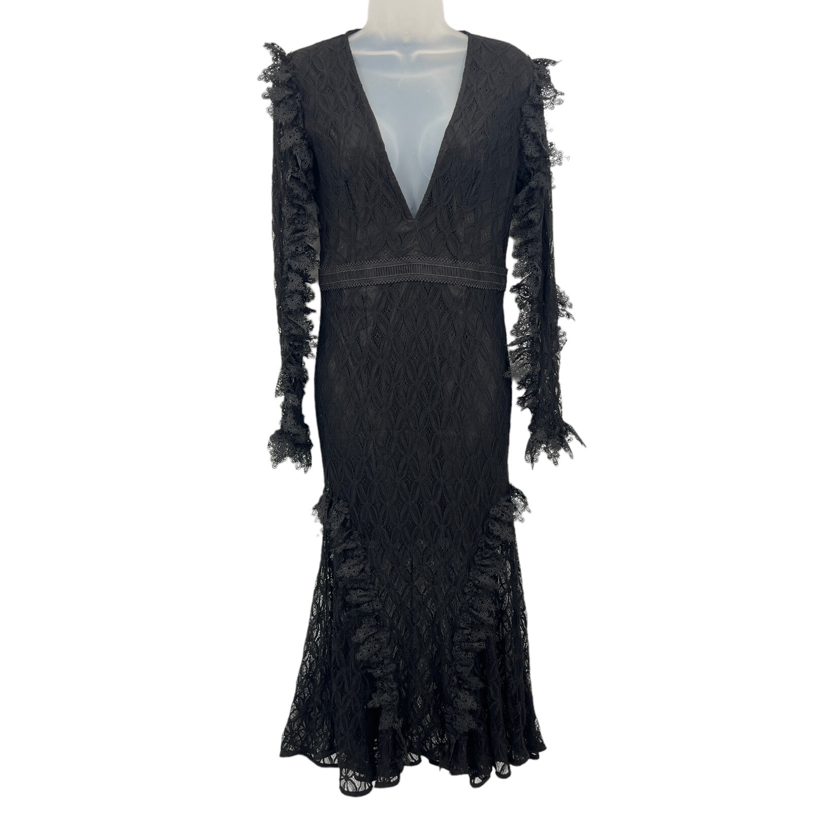 La Maison Talulah Pursue Long-Sleeve Lace Midi Dress Women’s Small Black Sexy