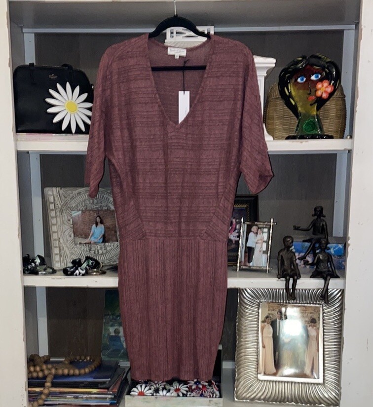 Michael Stars Tulip Sleeve Dress In Rosewood/Black SZ XS NWT
