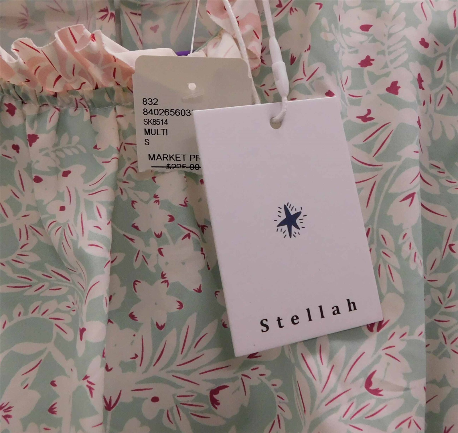 New Stellah SK8514 Floral Multi Color Flounce Dress sz S
