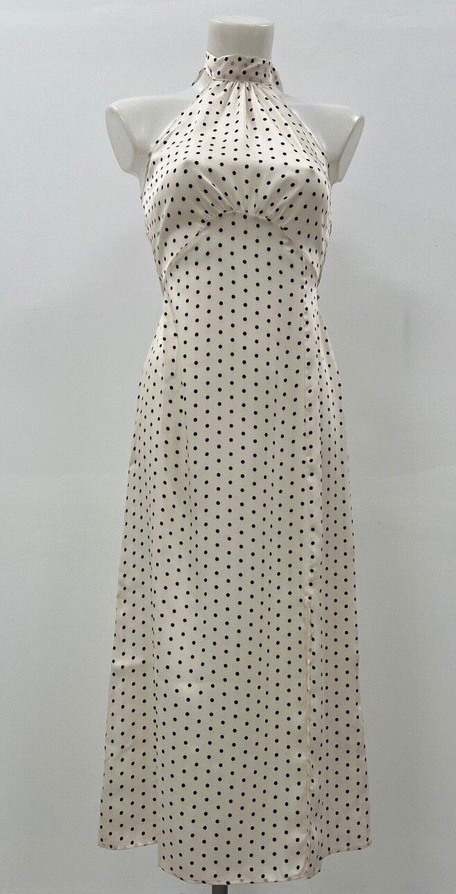 Ladies Ex New Look Halter-neck Polka Dot Midi Dress Size 8 10 12 14 16 18