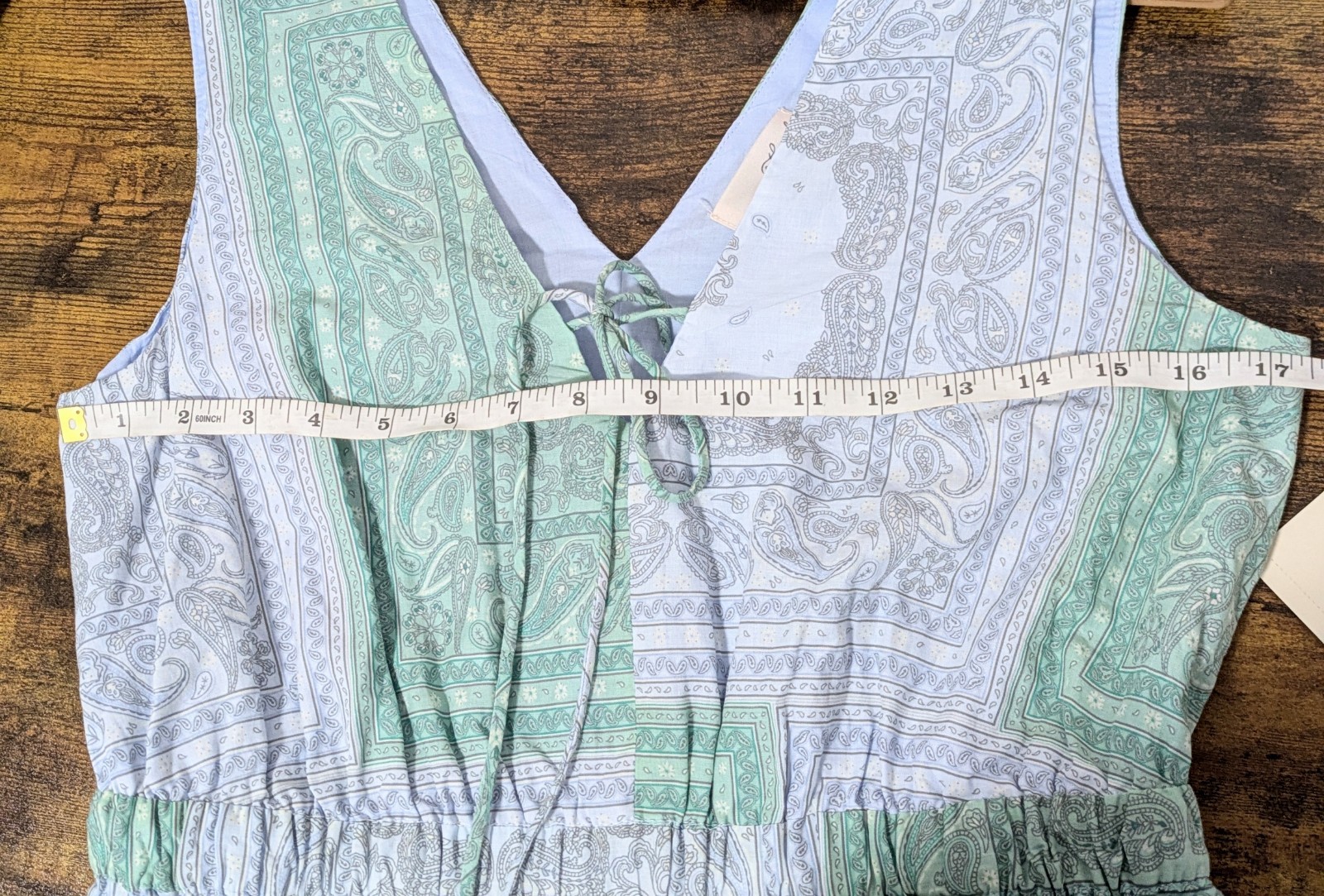 Universal Thread Tie-Front Maxi Dress Green Blue Paisley SMALL Resort Vacation