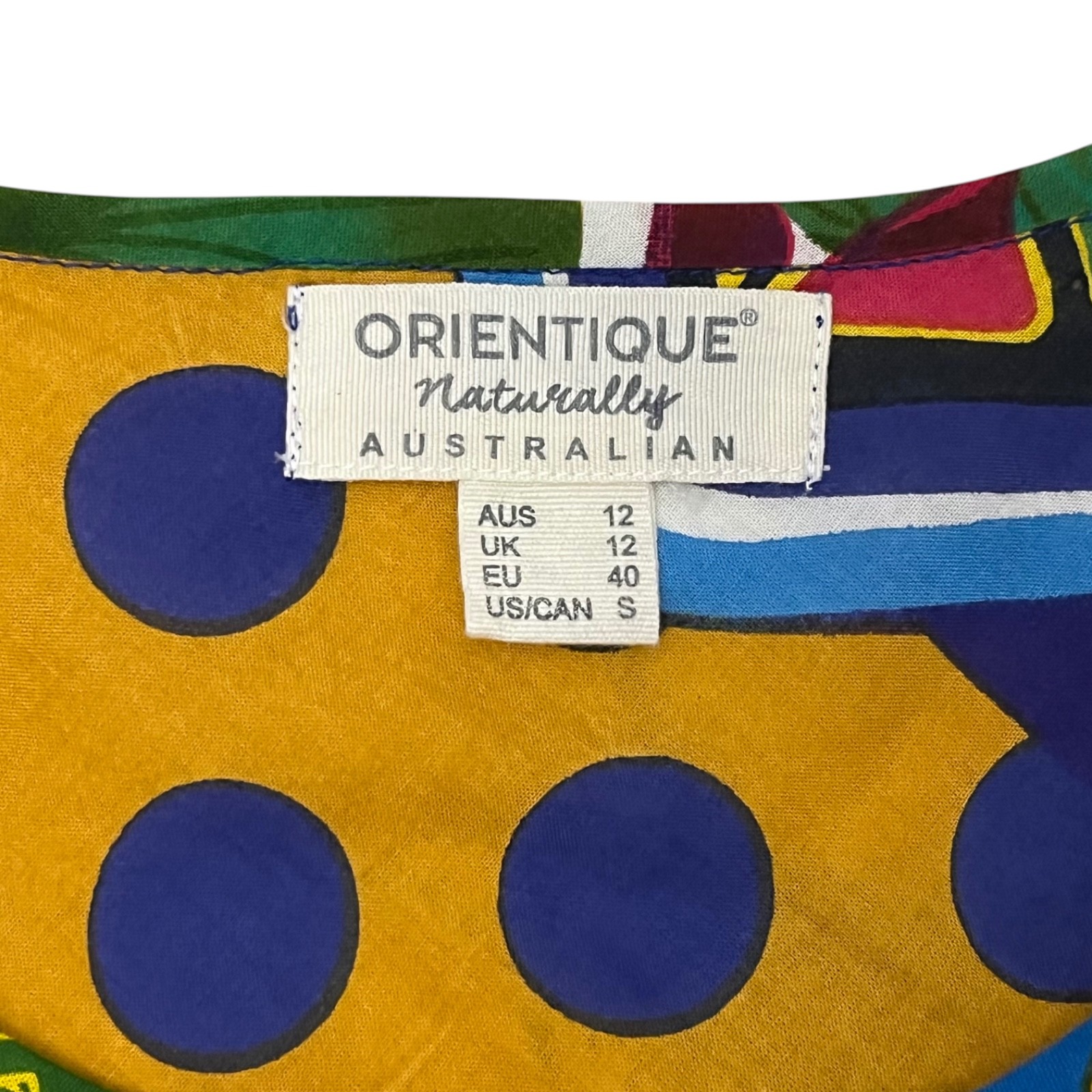 Orientique Amritsar Organic Cotton Patchwork Midi Dress Art Print Size Small