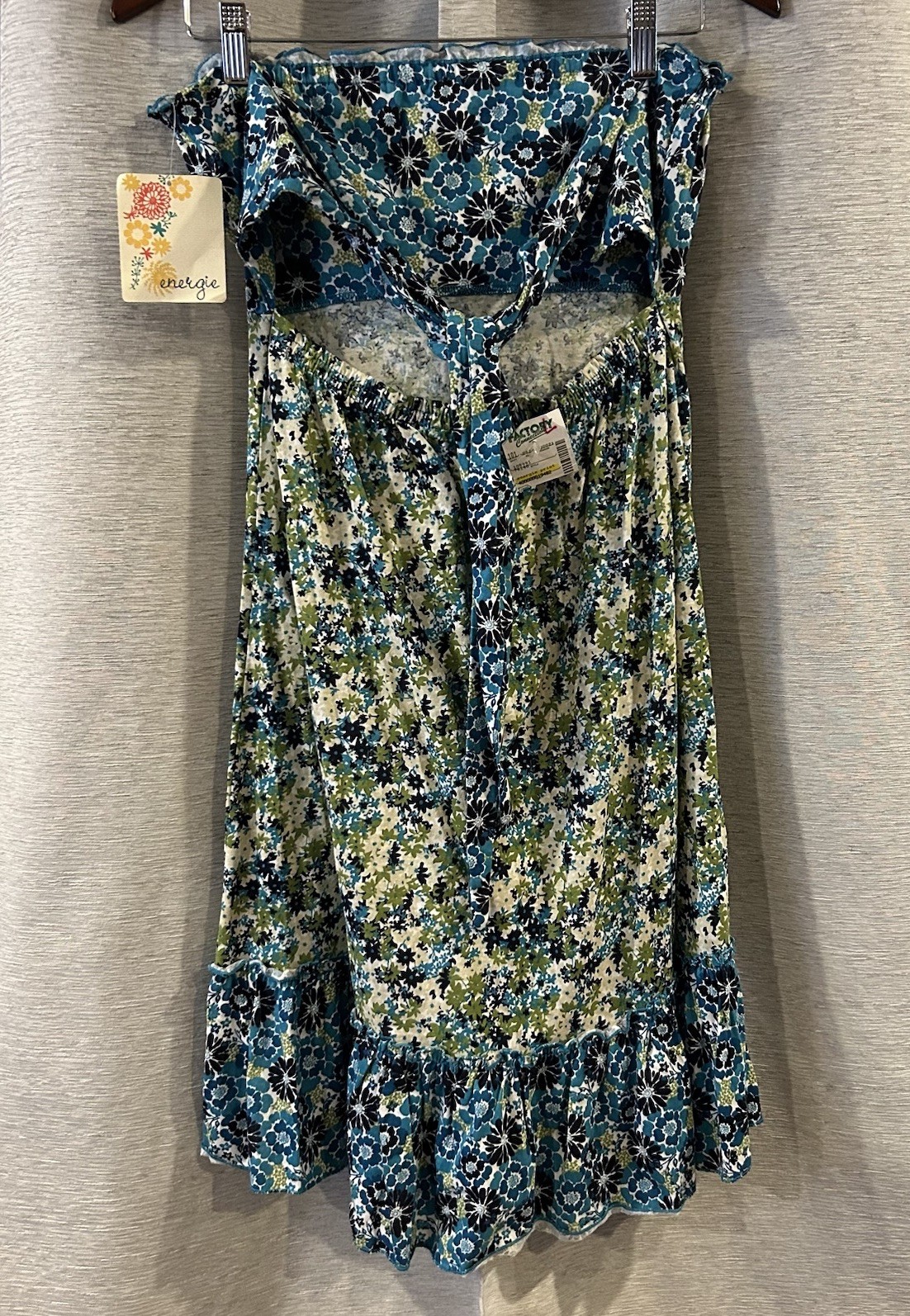 Energie Dress Junior L Multicolor Sleeveless Tube Top Mini Cotton Floral NWT
