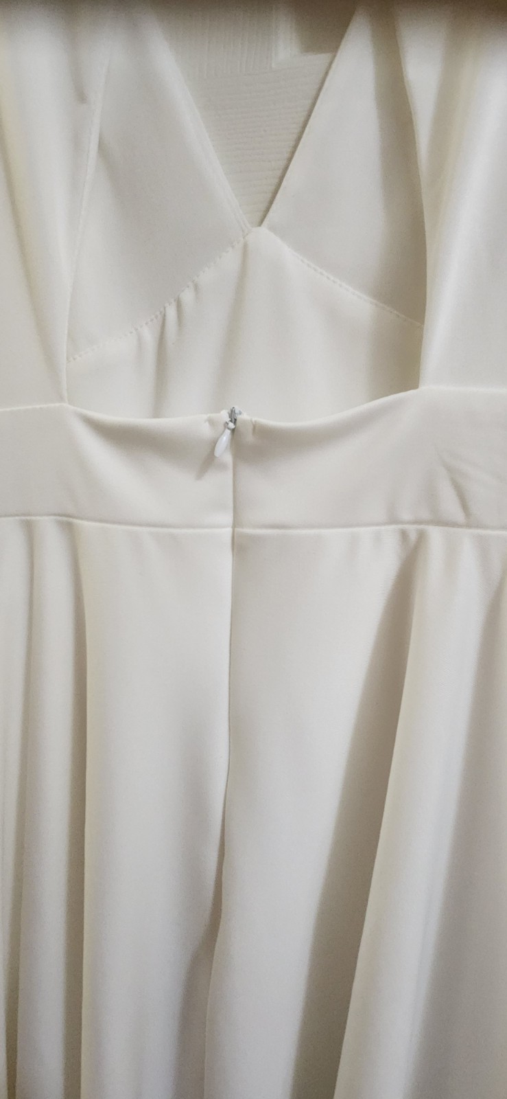 White V-Neck Sleeveless A-Line Dress Keyhole Back Size L