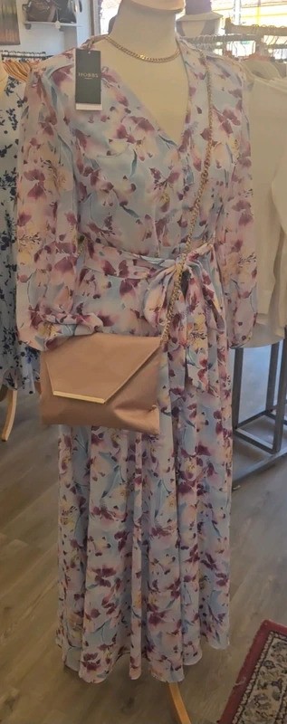 BNWT Hobbs petite thea floral maxi dress size 10 pale blue wedding guest