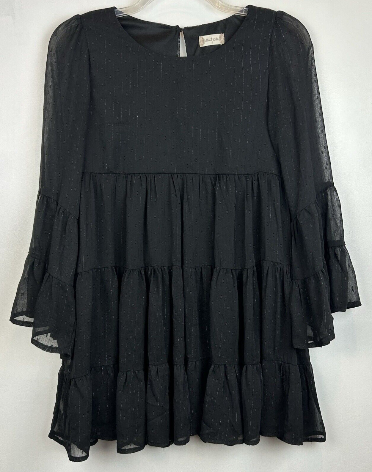 Altard State Dress S Babydoll Sheer Sleeve Tiered Black Boho Fairy Whimsigoth