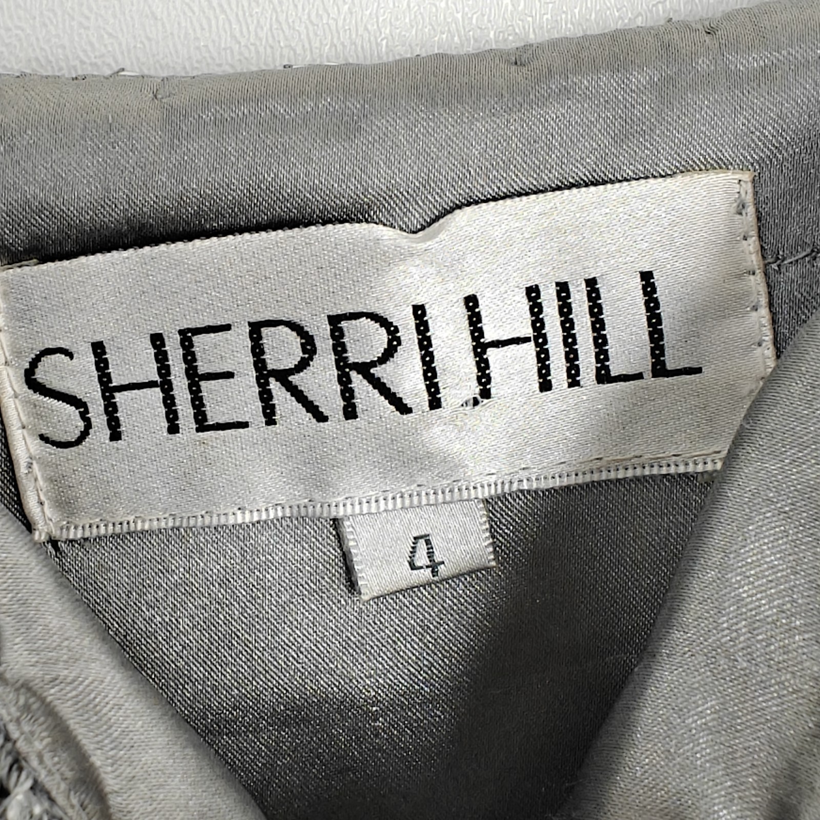 Sherri Hill Sequin Cocktail Dress Size 4 Silver Rhinestones Party Prom Wedding