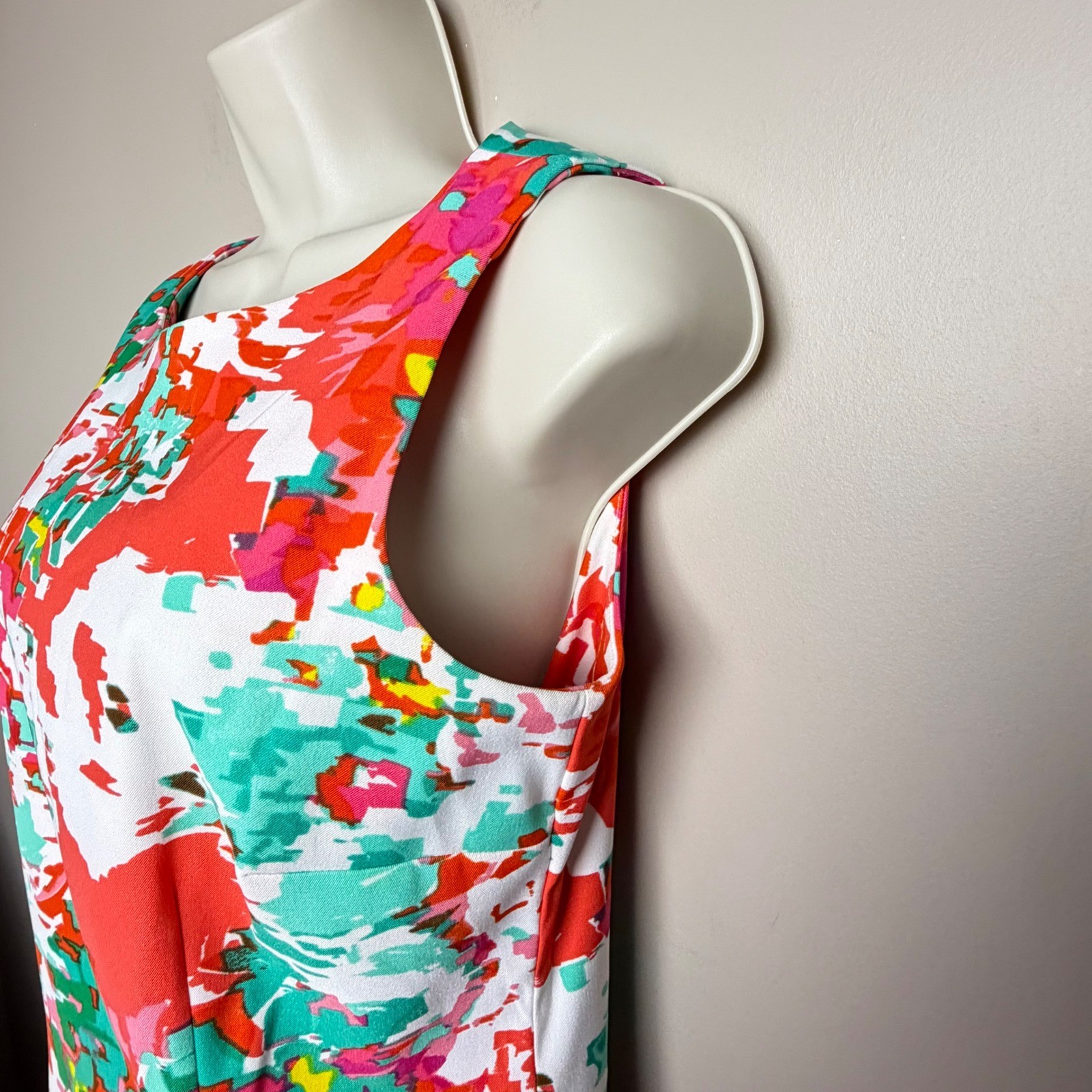 Alyx Limited Womens Abstract Multi Floral Sheath Dress Orange Teal Pink Size 10