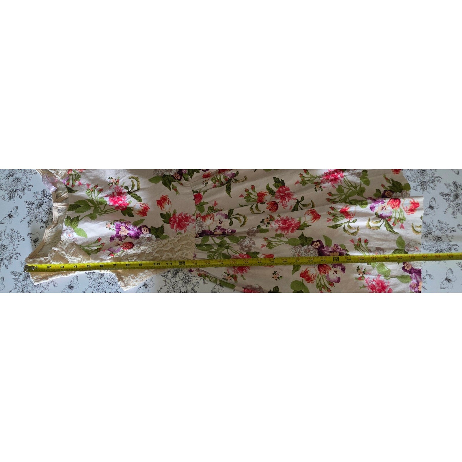 Lace Floral Dress Fairycore Romantic Soft Girl Cottagecore Feminine Sz Large