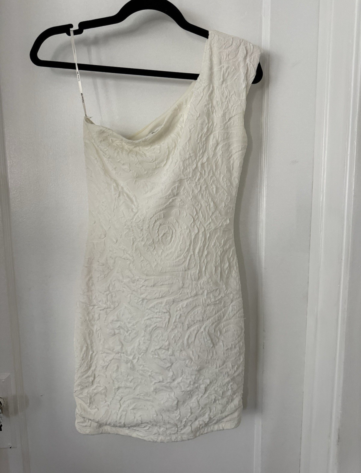 Forever 21 White Lace Floral One Shoulder Bodycon Mini Dress Sleeveless S/P