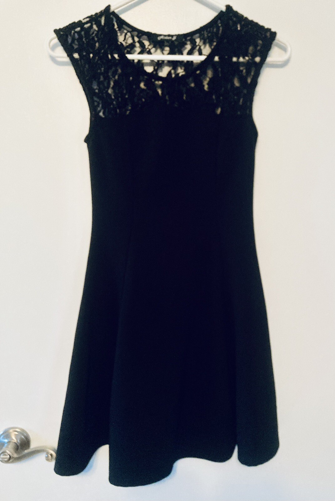 Aiden Y Fit & Flare Polyester/Spandex Dress Black With Lace Women’s Size Small