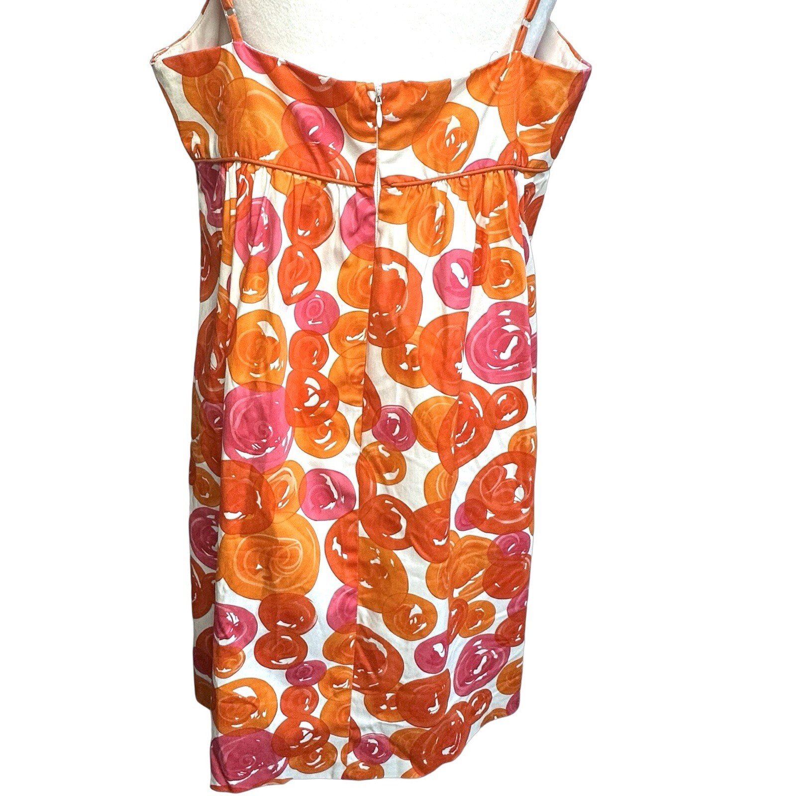 Signature London Style Spaghetti Strap Orange Pink Bubbles Dress Sundress Sz 14