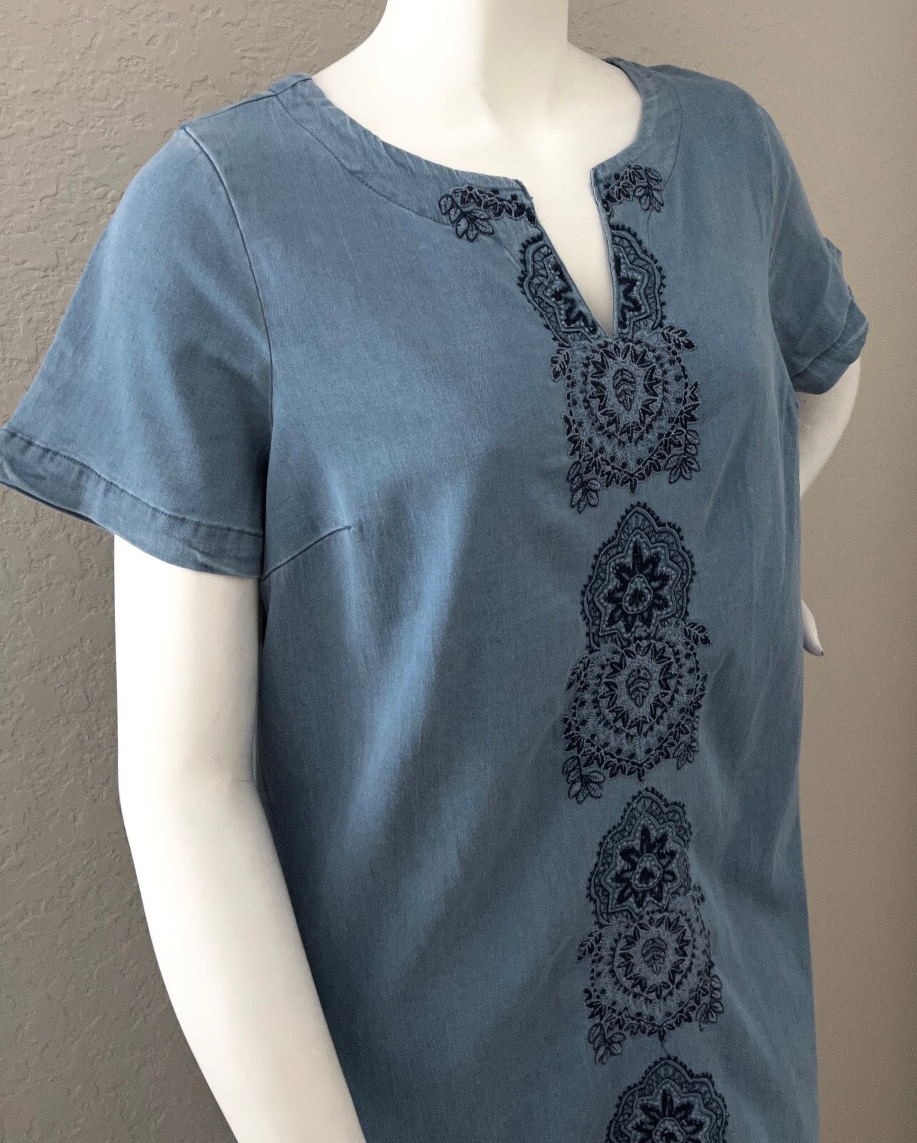 Westport Boho Embroidered Stretch Denim Dress Plus 14W 16W 18W 20W 22W 24W New!