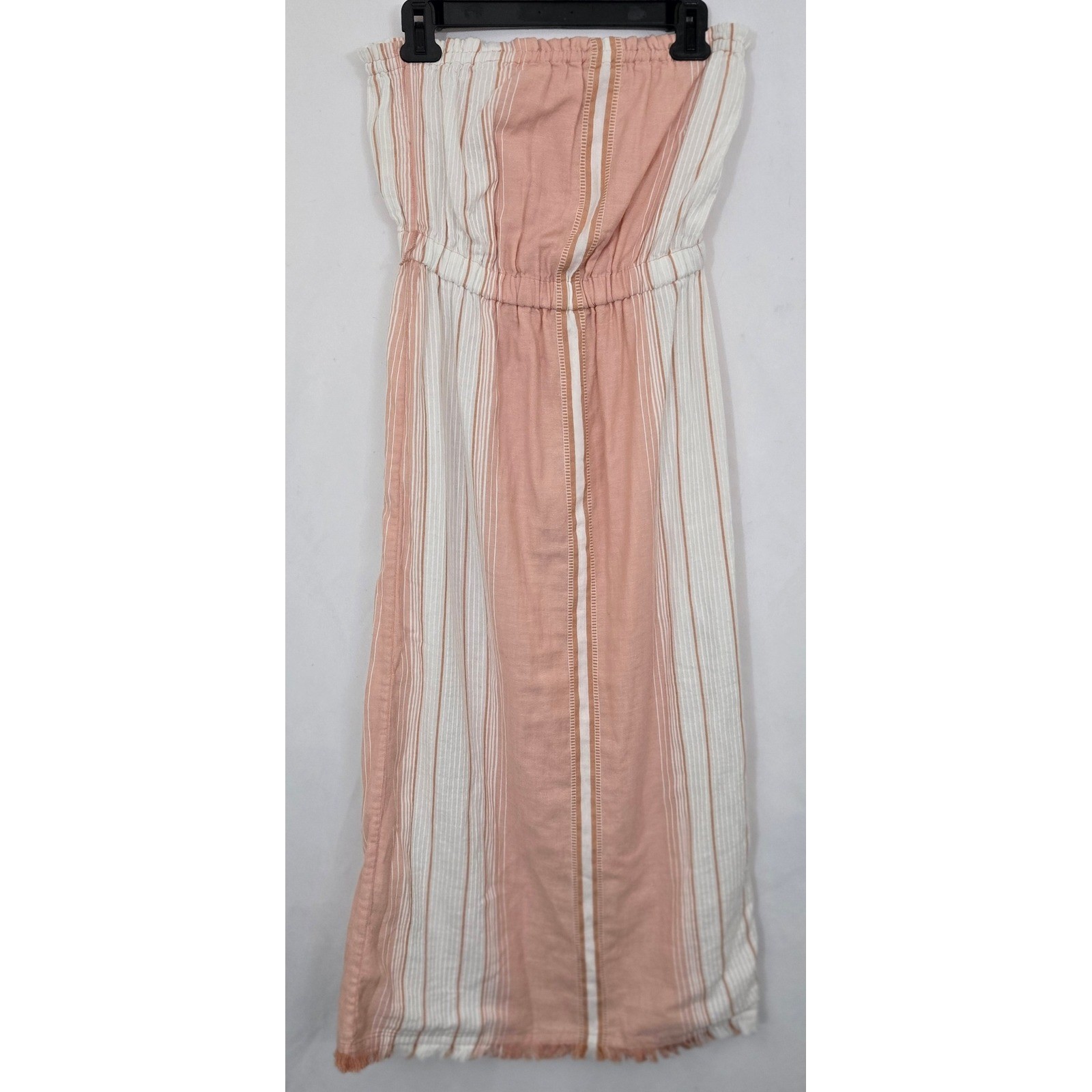 Splendid Collection XS Strapless Jumpsuit Stripe Wide Leg Frayed Hem No Belt