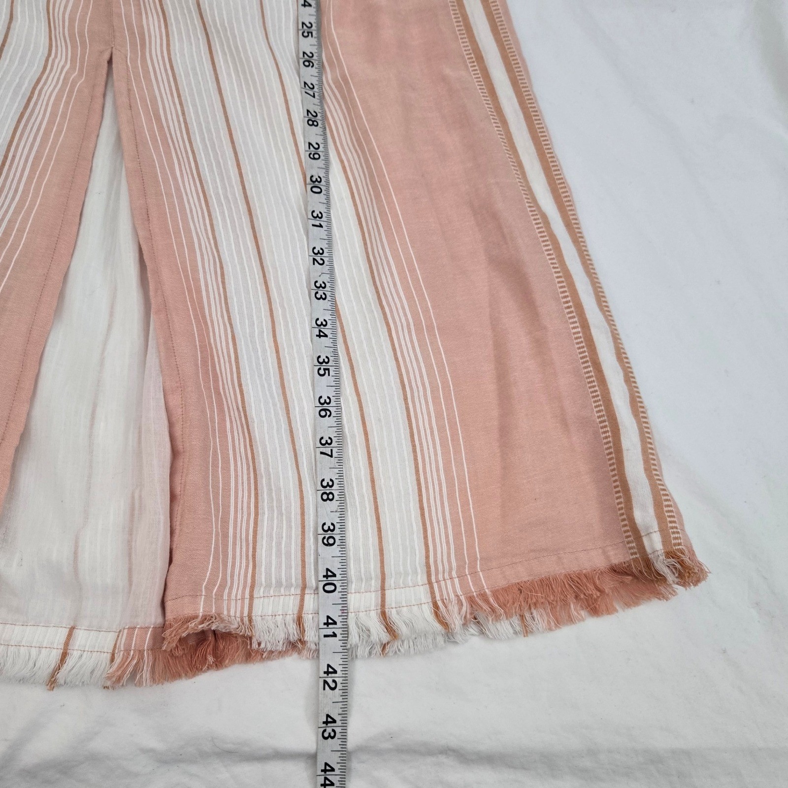 Splendid Collection XS Strapless Jumpsuit Stripe Wide Leg Frayed Hem No Belt